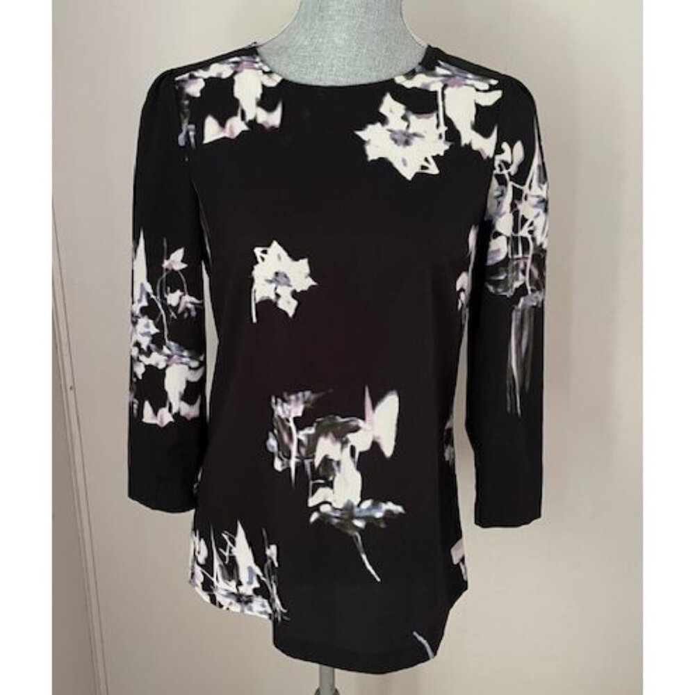 French Connection Waterflower Drape 3/4 Sleeve Blouse Size 6